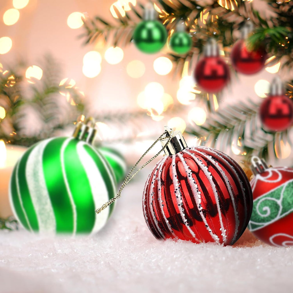 Christmas Ornaments Set-44 Pcs Shatterproof Christmas Balls Set with Hanging Rope for Xmas Tree Decor Holiday Wedding