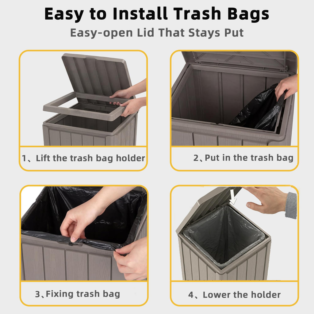 38 Gallon Outdoor Trash Can with Lid, Waterproof Garbage Can Bin
