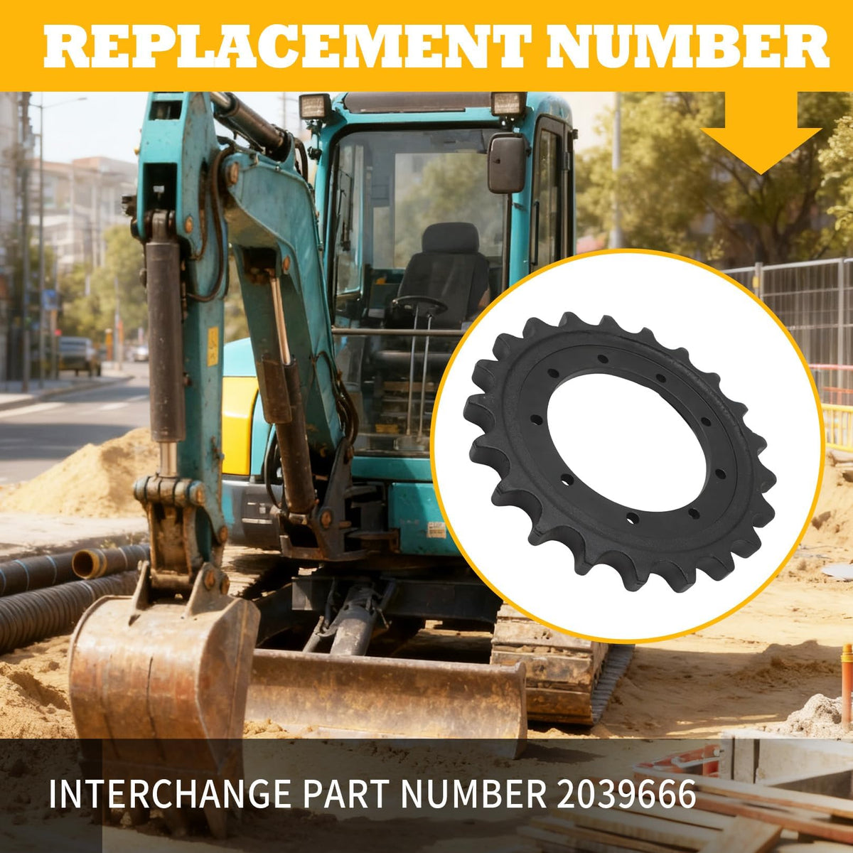 Jecoupoon 2039666 Gear Sprocket Compatible with KX71-3 Mini Excavator