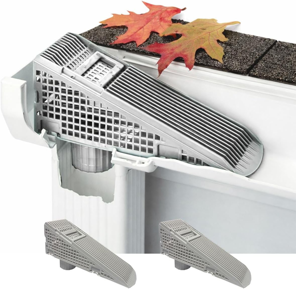 The Gutter Guard - Wedge Eliminates Downspout Pipe Clogs From Leaves and Debris - 2-Pack