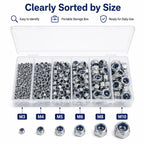 500PCS Metric Nylon Insert Lock Nuts Kit, M3 M4 M5 M6 M8 M10