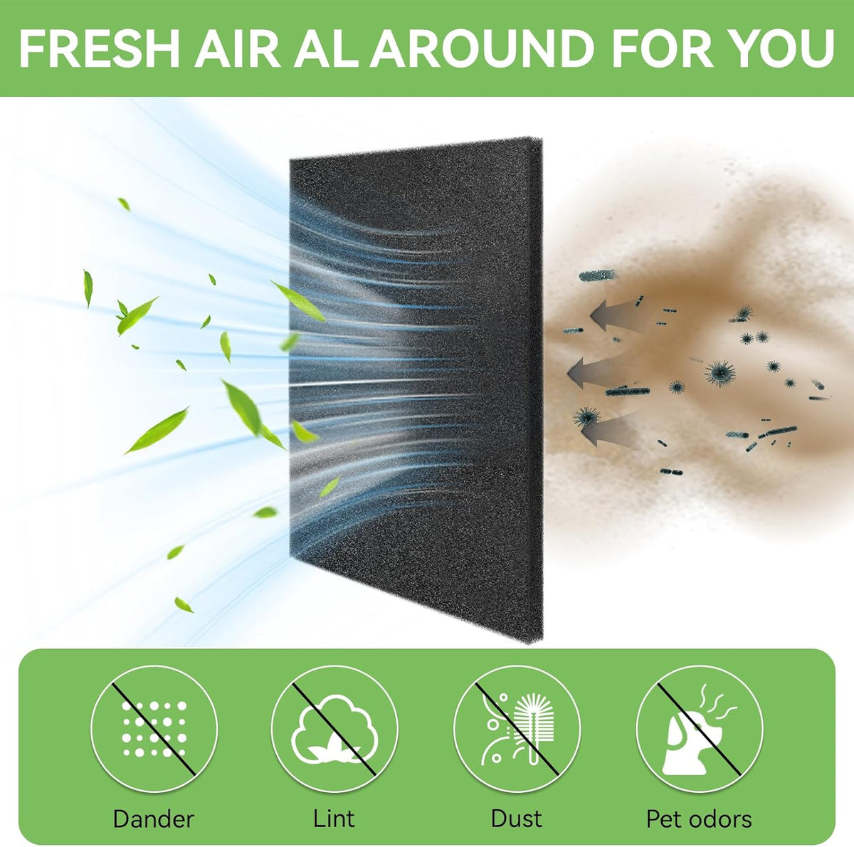 12"x24"x3/8" 40 PPI Filter Foam, Universal Air Filter Foam Sheet Material
