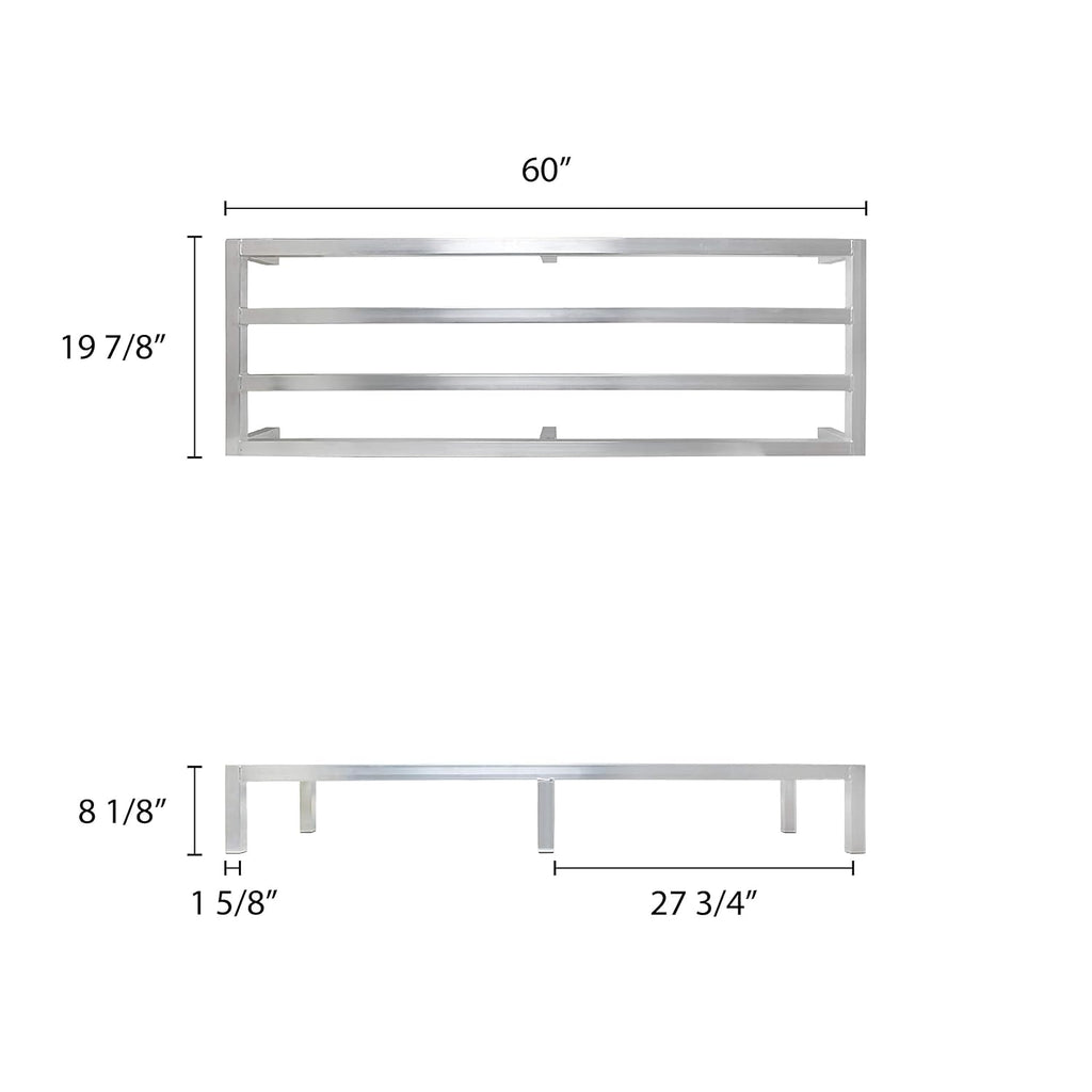Aluminum dunnage rack, 20" x 60" x 8" 1800 lbs capacity, comes in each
