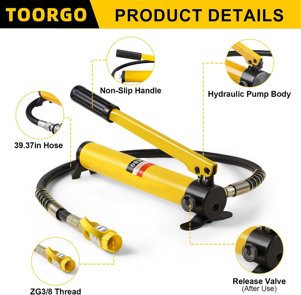 Hydraulic Hand Pump, Manual Pump with ZG3/8'' Quick-Connect Coupling