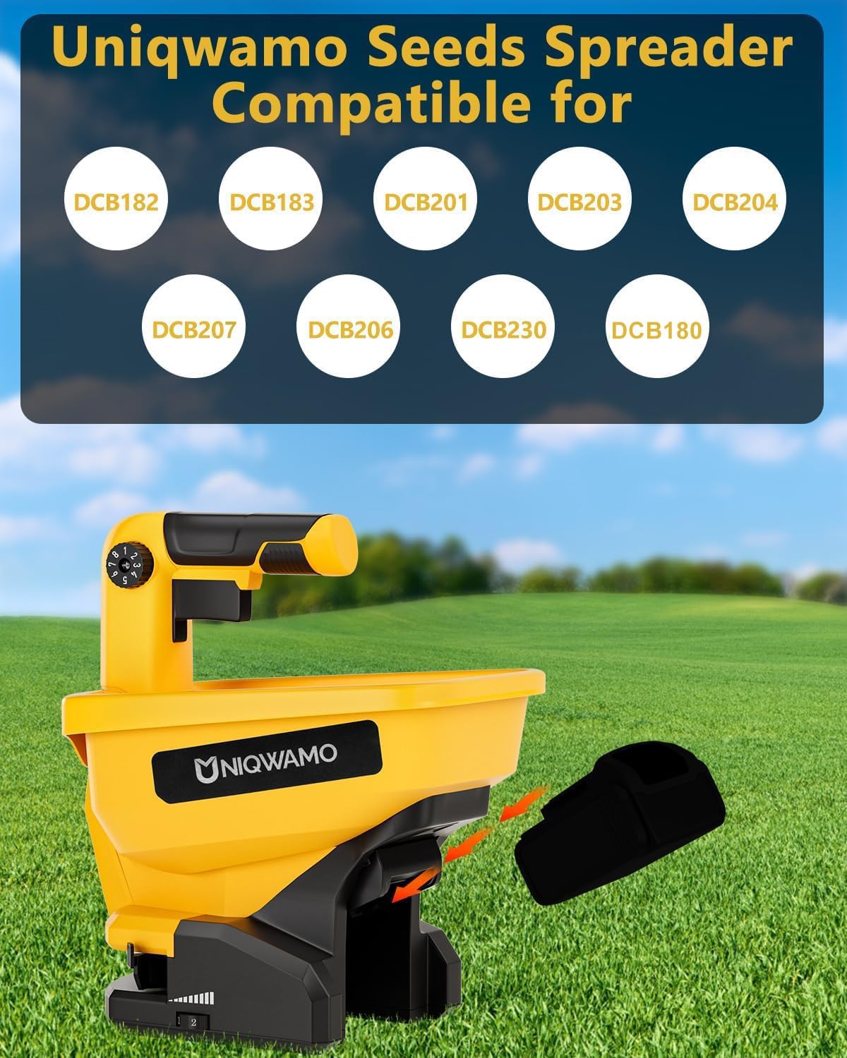 Handheld Power Spreader Compatible for Dewalt 20V/60V Battery | Available Year-Round, Grass Seeds, Rock Salt (Battery