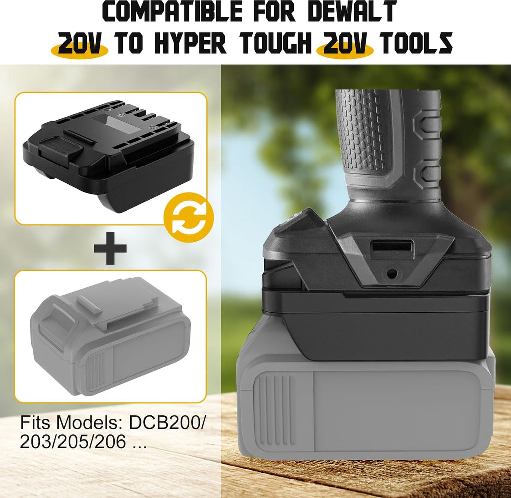 Battery Adapter Compatible for Dewalt 20V Battery to Fit for Hyper Tough