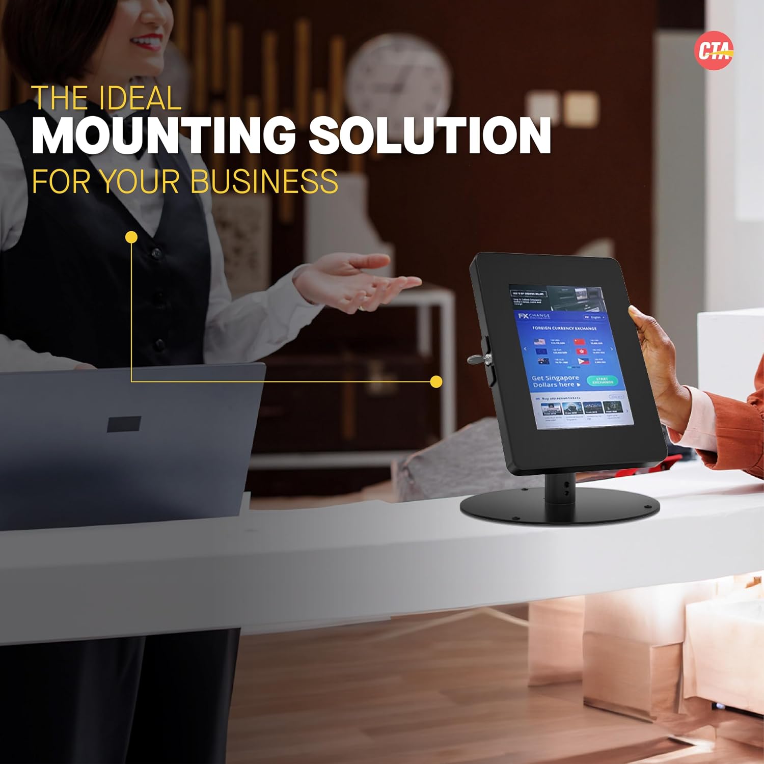 Premium iPad Retail POS Stand – CTA Upscale Tablet Kiosk Stand with 360 Degree Rotation & Locking for Retail