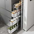 4-Tier Slim Storage Cart with 3 Slide-Out Drawers, 6.3" Sturdy Stainless Steel Rolling Utility Cart Organizer for