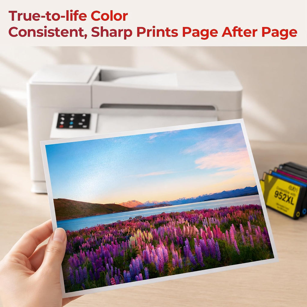 Compatible with HP 952XL Ink Cartridges Combo Pack, Black Color 4 Pack