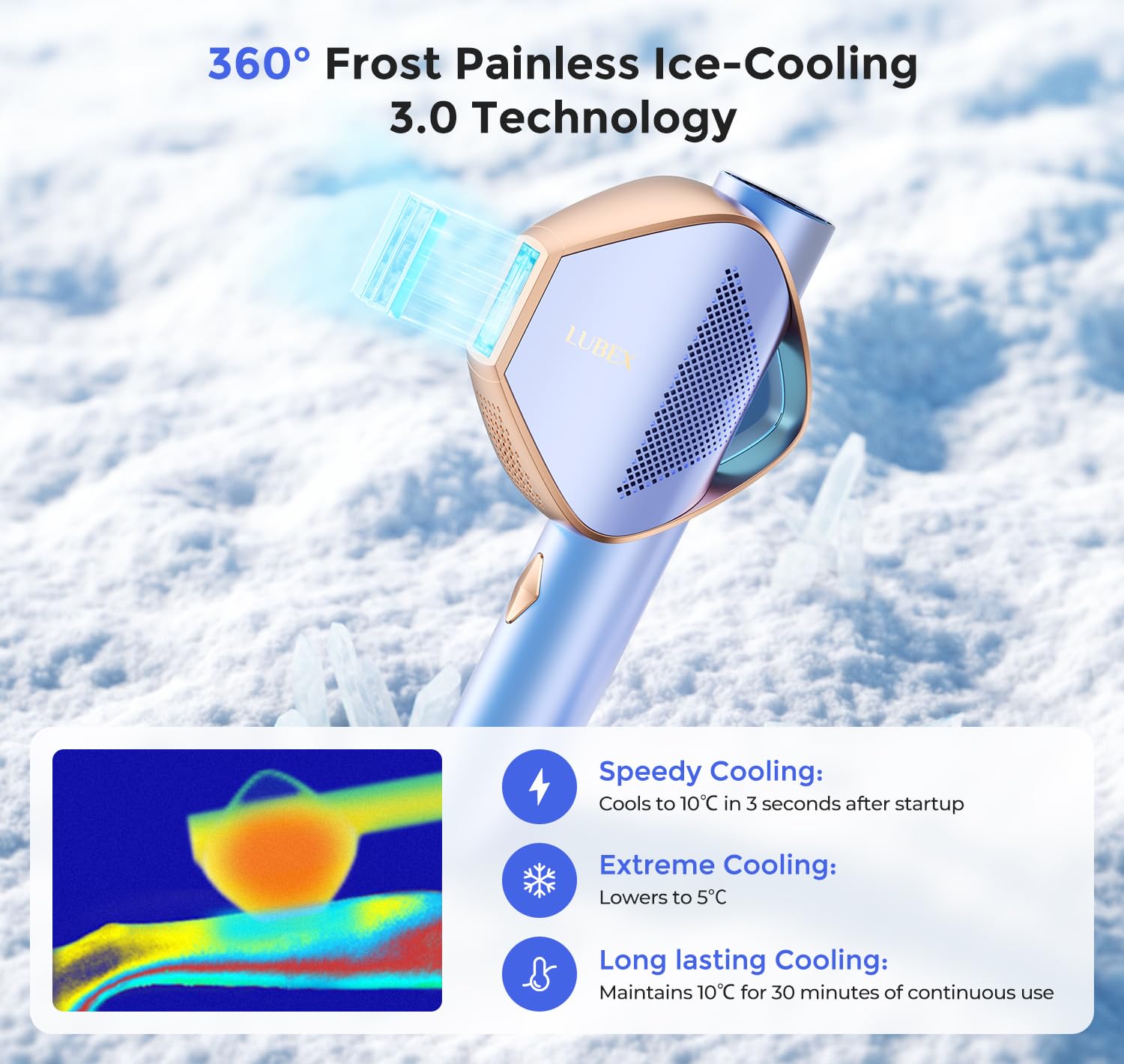Smart Permanent IPL Laser Hair Removal for Woman and Men, Painless Sapphire Ice-Cooling, Alternative to Salon, Bikini