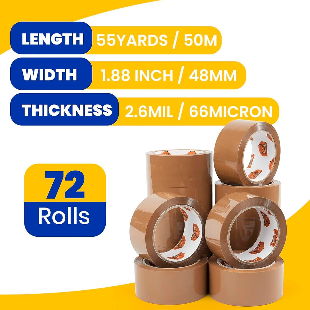 Brown Packing Tape Packaging Tape Refills 2.6mil x 1.88" x 55Yard