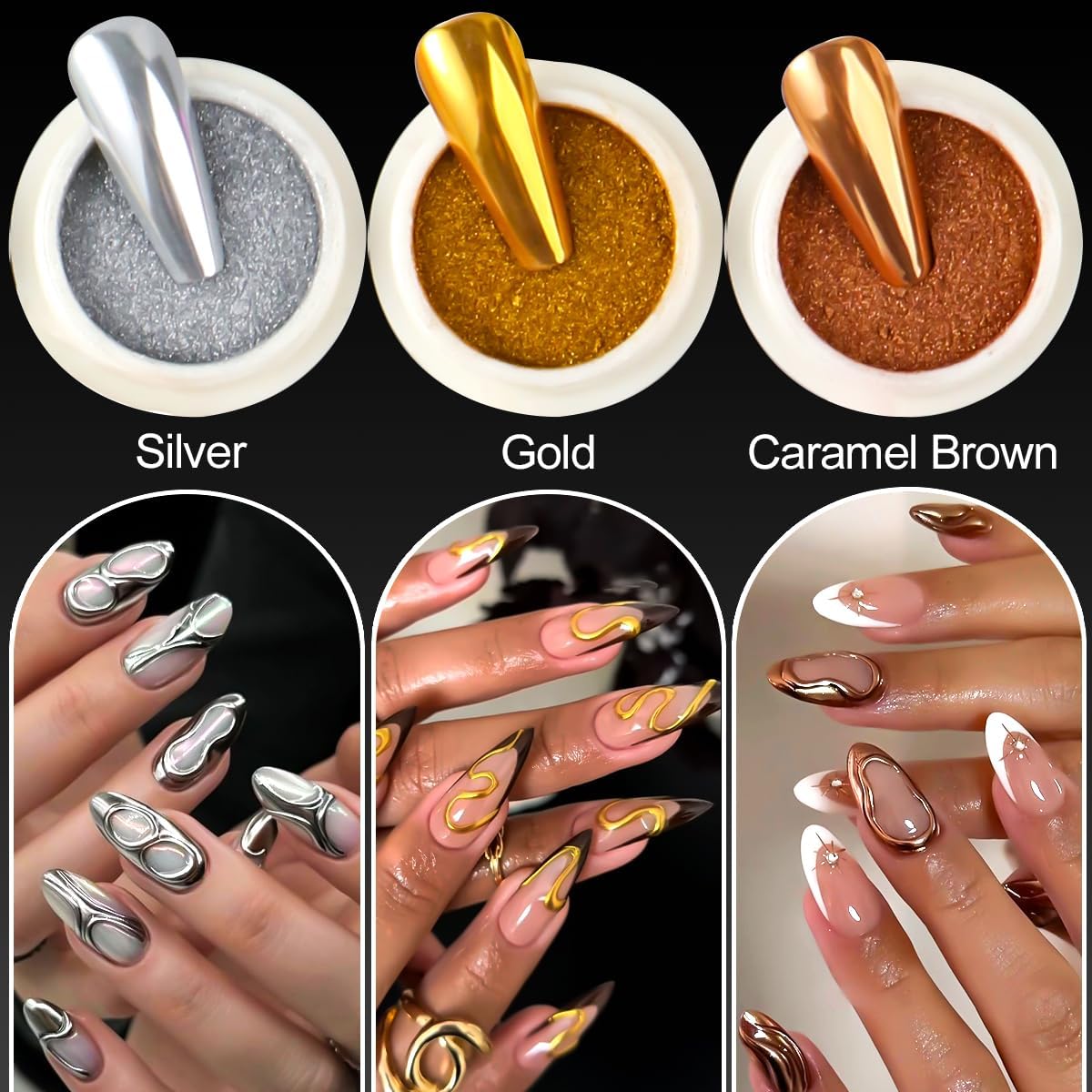 36 Jars Chrome Nail Powder Kit, Metallic Mirror Chrome Powder