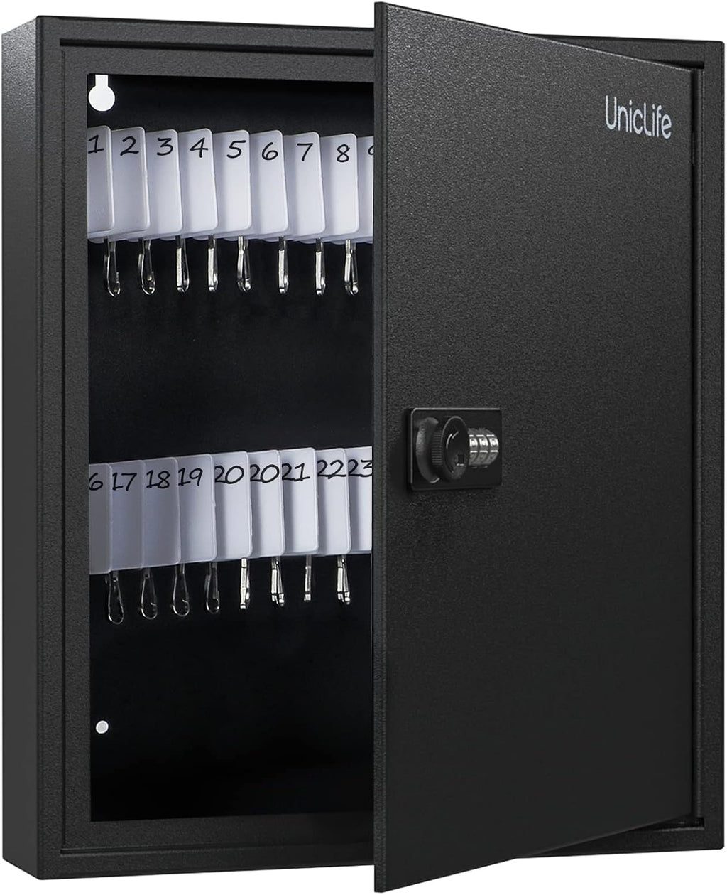 60 Position Slotted Key Cabinet with Combination Lock Resettable Black Digital Security Storage Box Steel Key
