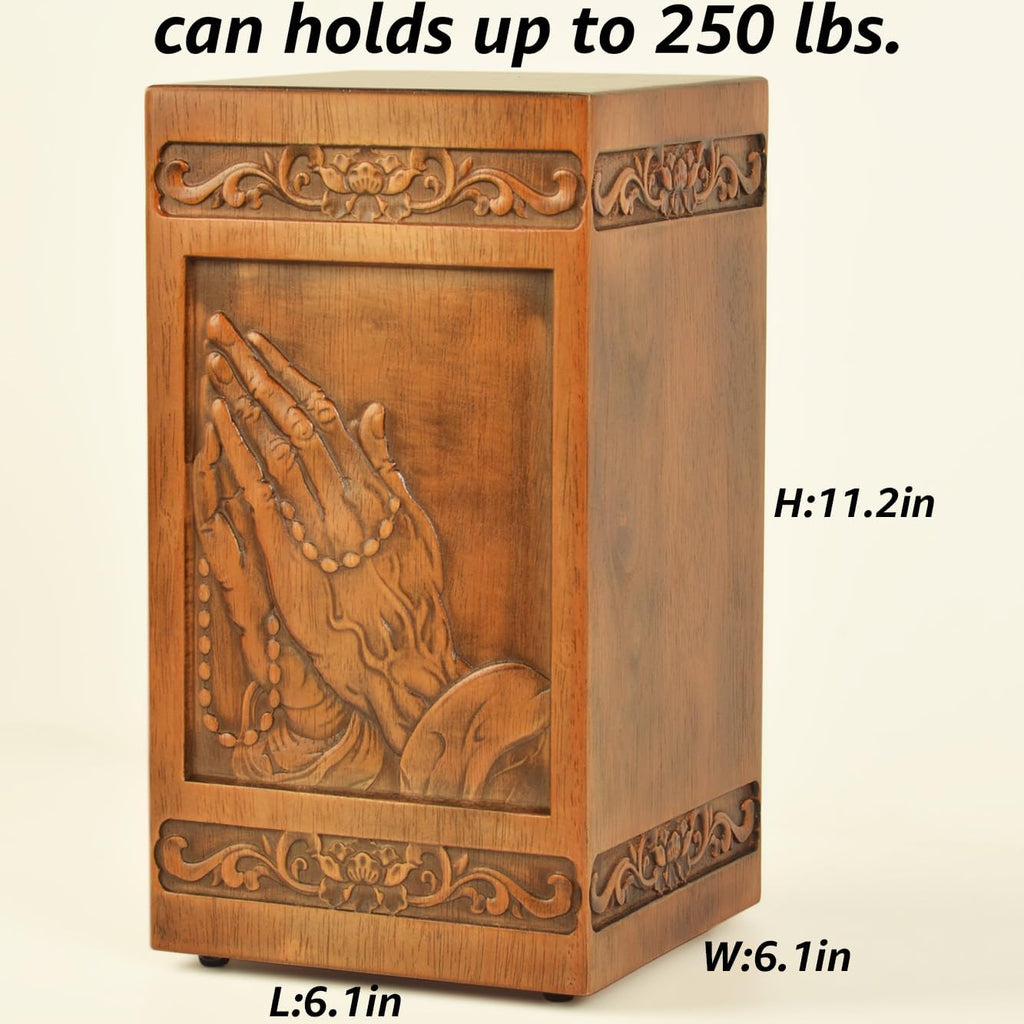 Wooden urn Human Ashes Cremation Adult Box Funeral Burial Male Casket Decorative Memorial funerary Men Large 250LBS
