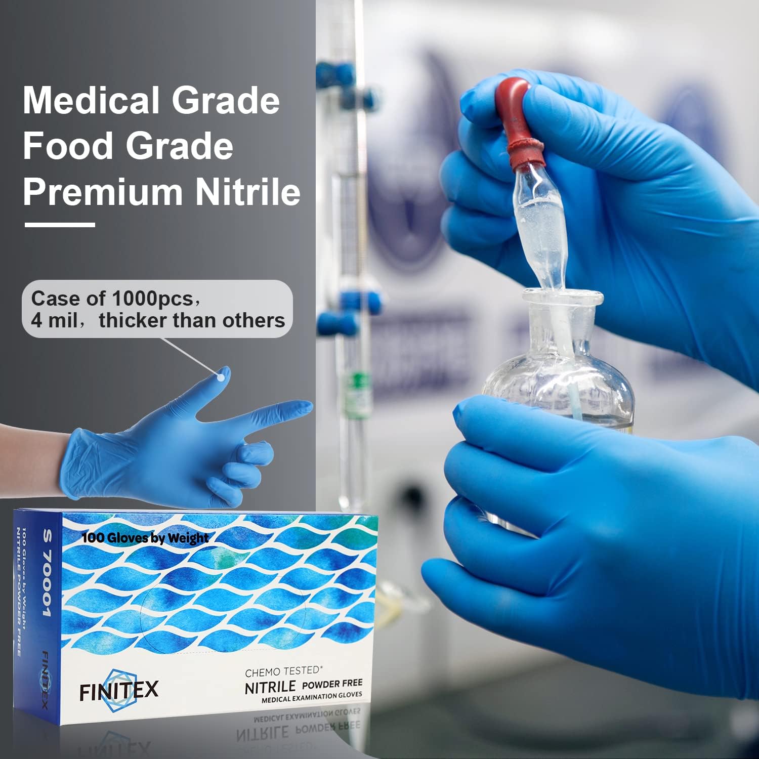 Nitrile Disposable Medical Exam Gloves 4mil 100PCS Cleaning Food Glove | Powder-free, Latex-free