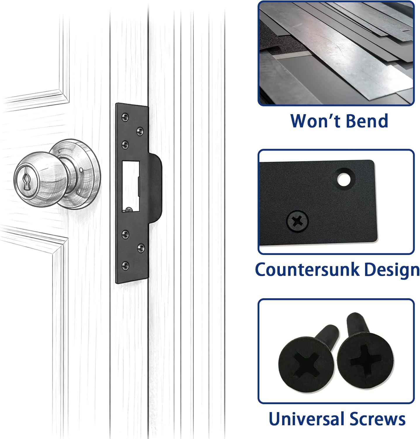 7 Inch Extra Long Door Strike Plate, Heavy Duty Metal Frame Repair Plate | Extended Height Security Plate with Long