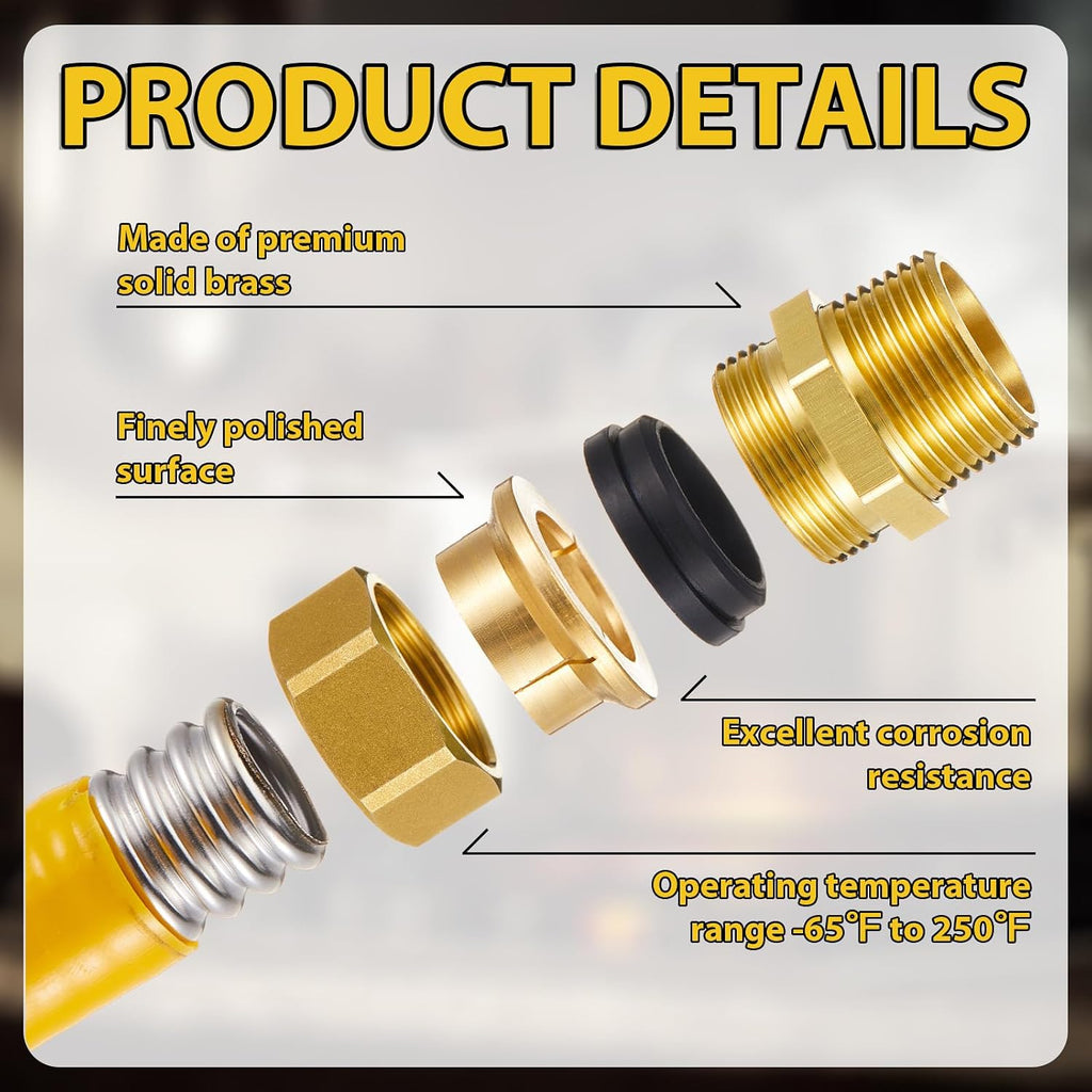 Frienda 8 Pack CSST Gas Line Fittings 1/2" NPT Brass Male Adapter