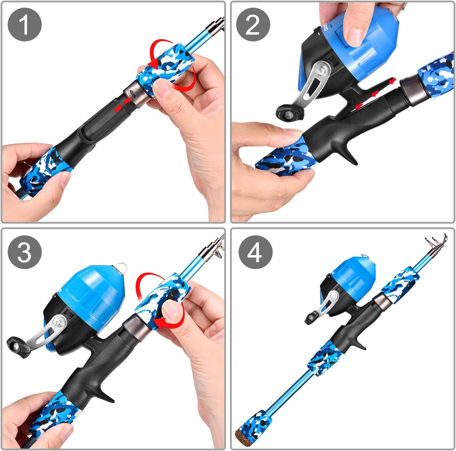 Kids Fishing Pole - Portable Telescopic Kids Fishing Rod and Reel Combo Kit - with Spincast Fishing Reel Tackle Box