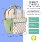 Toddler Backpack, Daycare Bag w/Spacious Interior, Checkerboard