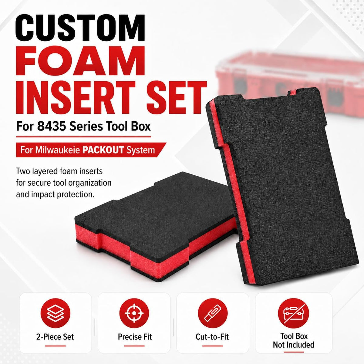 Packout Foam Insert for Milwauke 48-22-8435 Foam Packout Insert & Tool Box