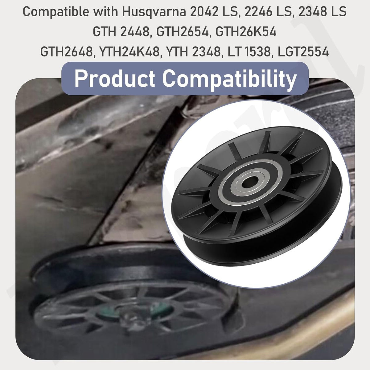 2Pack 532194326 194326 V-Groove Idler Pulley Compatible with Craftsman Husqvarna AYP YT3000 YET4000 4500 GT6000 YTH21K46 Lawn Mower, Including 2 Screws
