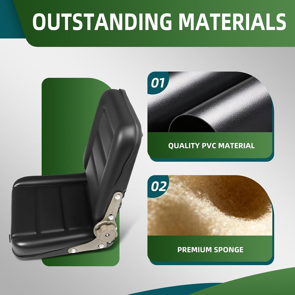 Universal Tractor Seat with Adjustable Backrest and Slide Compatible with Forklifts Excavators Golf Carts Dozers
