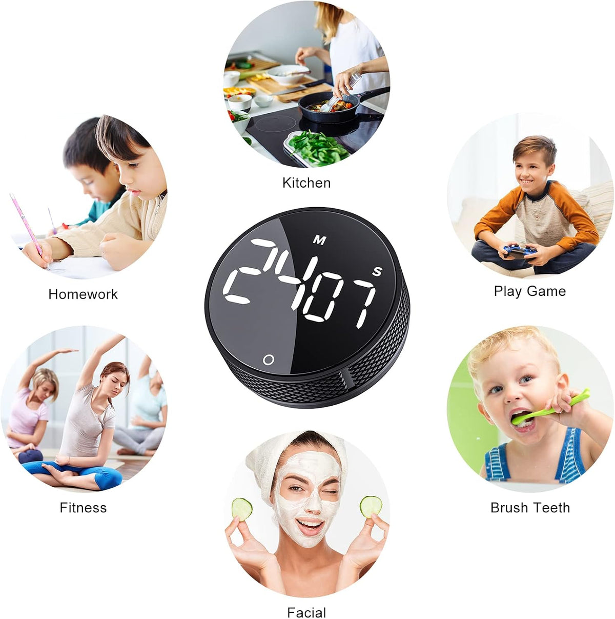 Digital Kitchen Timers, Visual timers Large LED Display Magnetic Countdown Countup Timer for Classroom Cooking