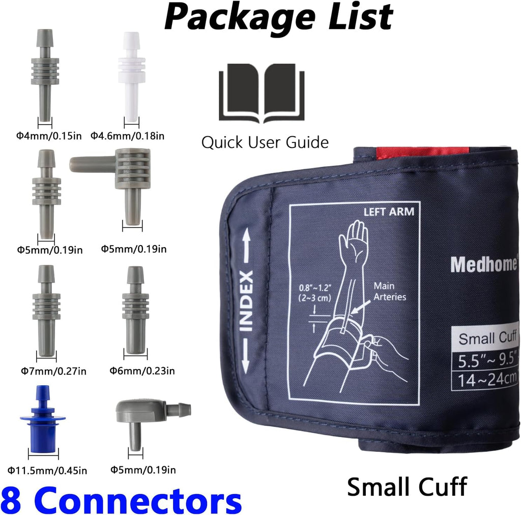 Small Blood Pressure Cuff Upper Arm 5.5"-9.5"(14-24cm) S Replacement BP Cuff for Small Arms Adult Cuff with 8