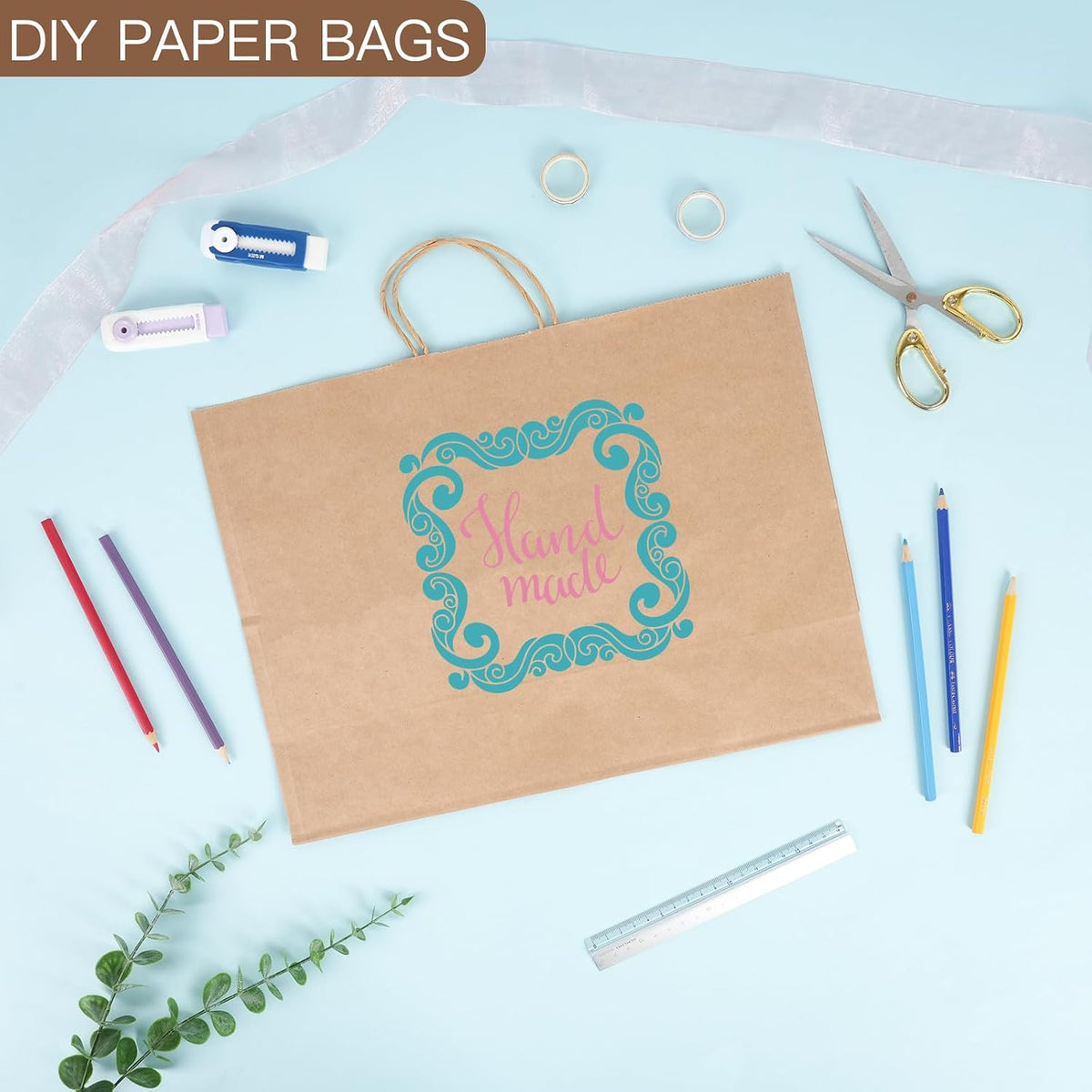 110pcs 16x6x12in Brown Paper Bags with Handles, Large Gift Bags