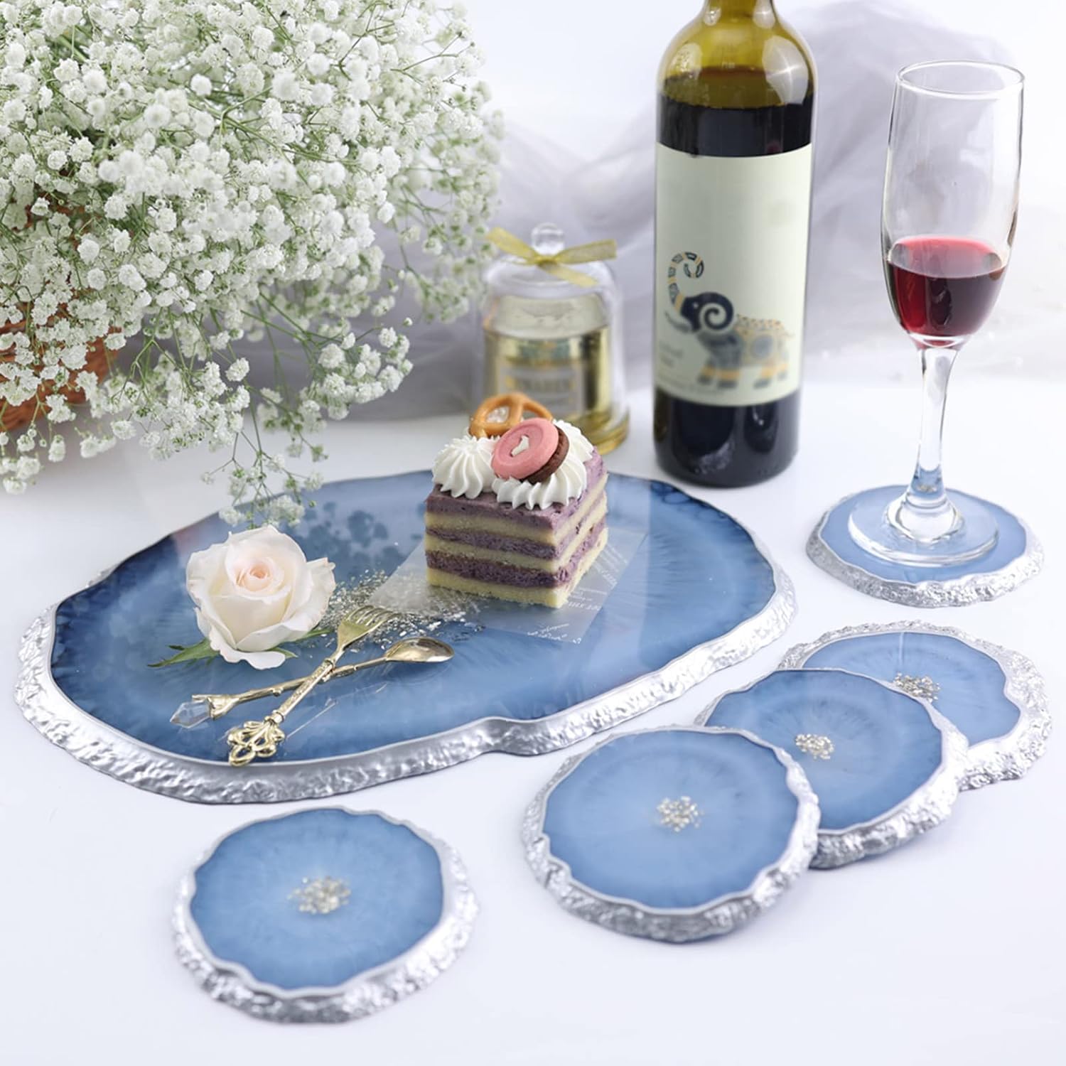 Resin Coaster Molds, Agate Geode Silicone Mold for Epoxy Resin Cup Mats, Home Decoration (4)