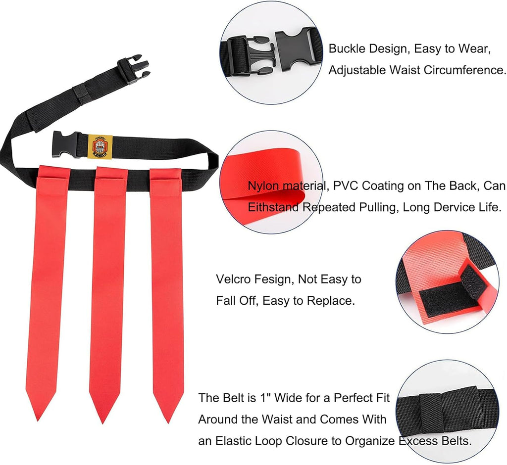 Flag Football Belts for Kids&Adult 6/10/14 Adjustable Flag Football Set 14 Player With 42 Flags For Flag Football