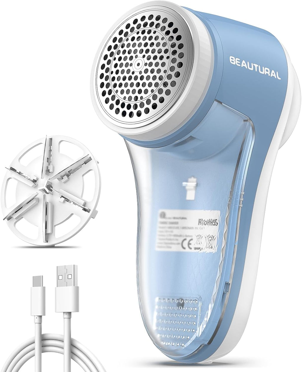 Fabric Shaver and Lint Remover, Rechargeable Sweater Defuzzer | 6-Leaf Blades, Electric Clothes Shavers to Trim Fuzz