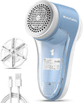 Fabric Shaver and Lint Remover, Rechargeable Sweater Defuzzer | 6-Leaf Blades, Electric Clothes Shavers to Trim Fuzz