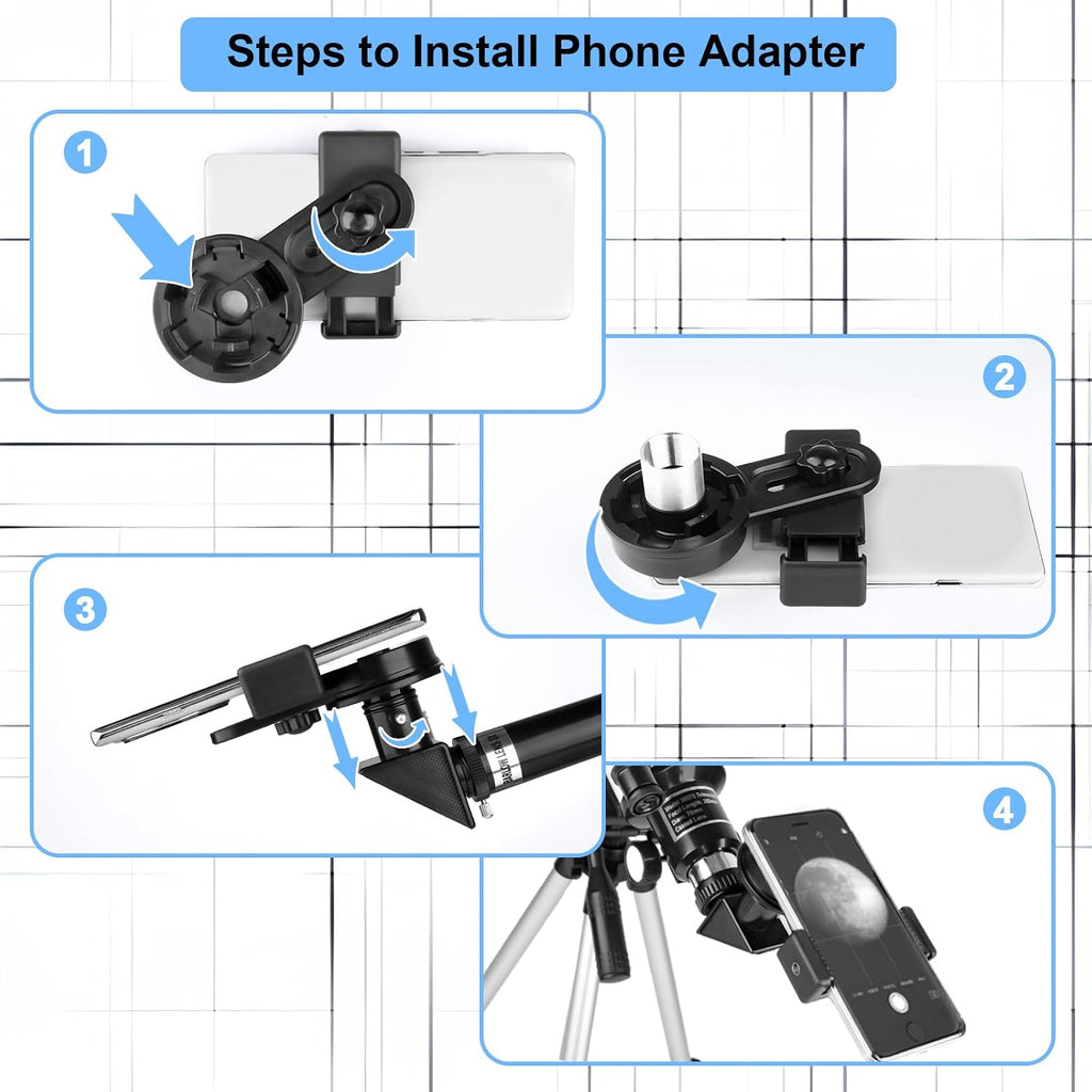 70mm Aperture Portable Refractor Telescope with Tripod and Phone Adapter