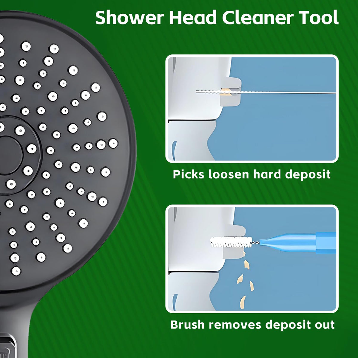 Shower Head Cleaner Tool Set, Multi-Size Shower Head Cleaning Brush for Small Hole Anti-Clogging Nozzle with Storage