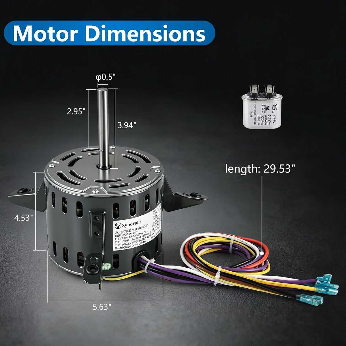 60L2101 Blower Fan Motor 1/3 HP 115V 1075RPM 4-Speed Furnace Blower Motor
