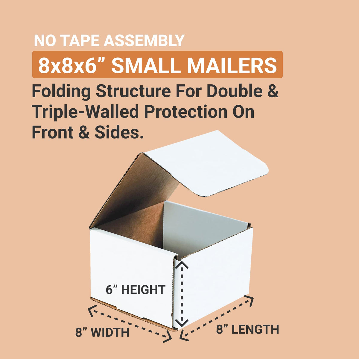 8x8x6 Shipping Boxes Small (50-Pack) Heavy Duty Corrugated Cardboard Boxes for Packing, Mailing, Packaging, Moving, &