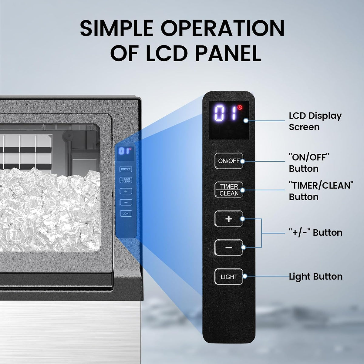 Commercial Ice Maker Machine, 80Lbs/24H Under Counter ice Machine with 24 Hours Timer & LCD Panel, 28lbs Storage