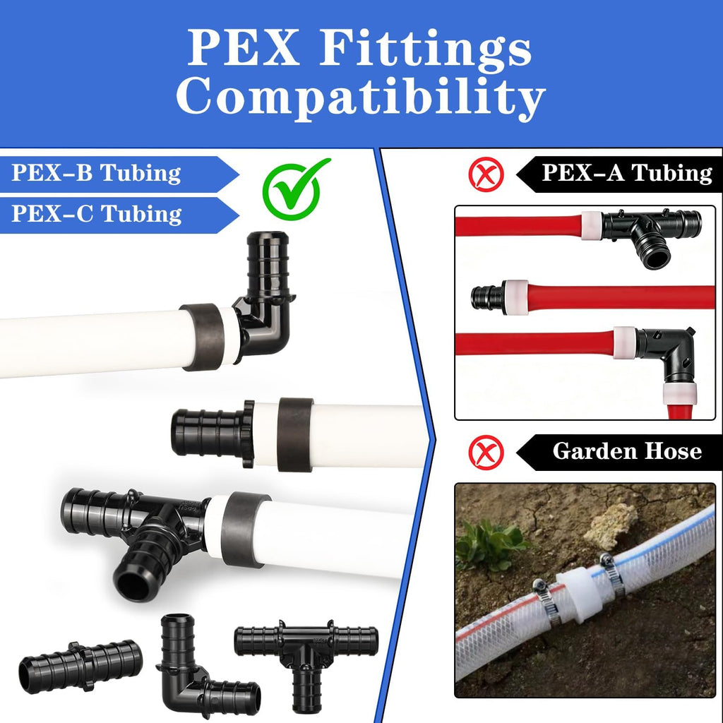 50pcs 1/2" Poly PPSU Barb Crimp PEX Elbow Fittings, No Lead