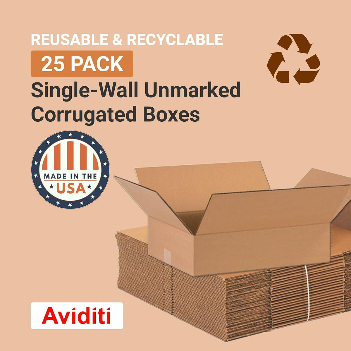 Shipping Boxes Flat 16"L x 12"W x 4"H 25-Pack - Corrugated Cardboard Box for Moving, Mailing, Packing, Packaging and