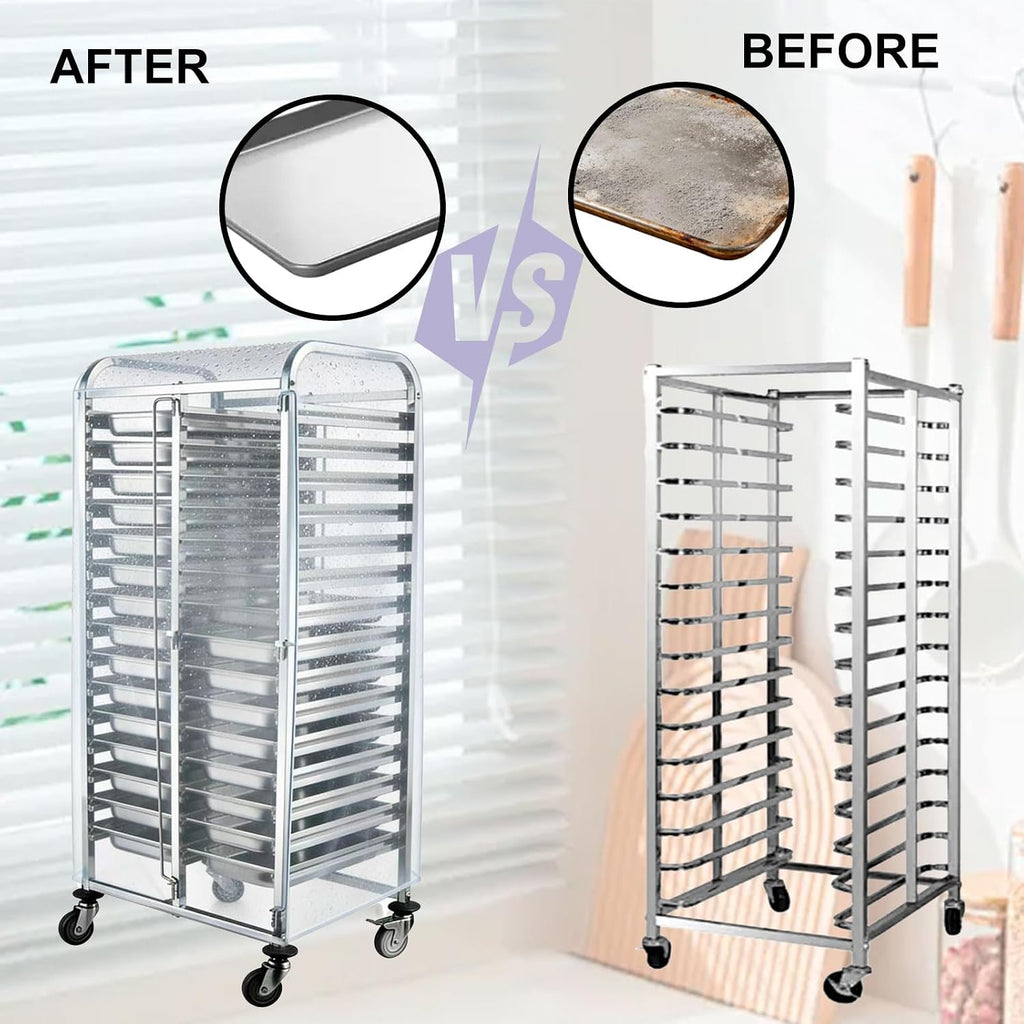 20 Tier Full Size Bun Rack Cover, Commercial Bakers Sheet Pan Racks Cover