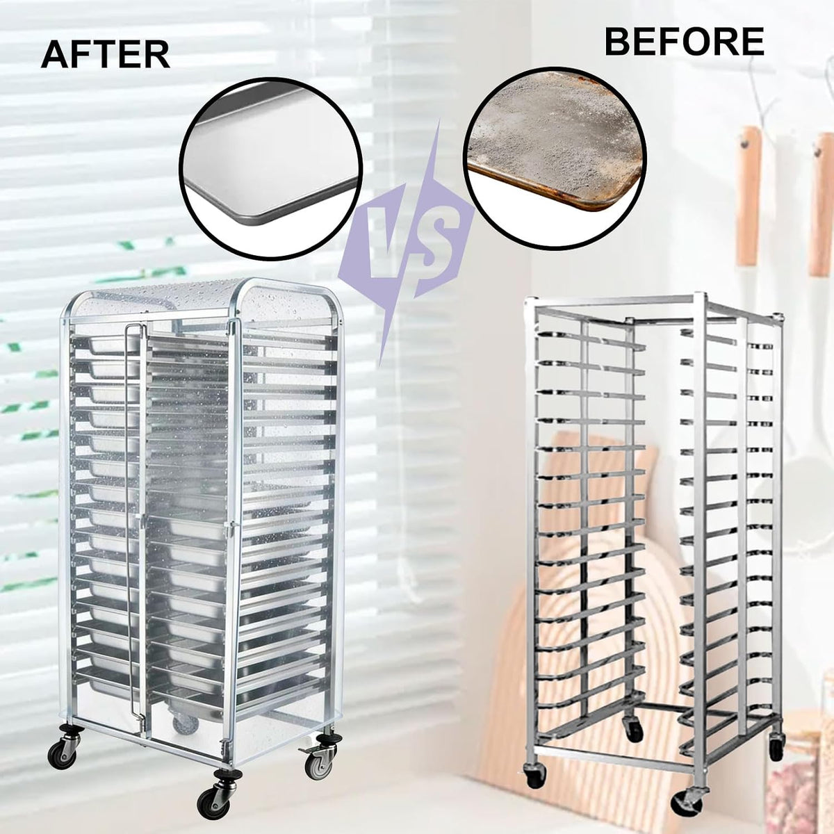 20 Tier Full Size Bun Rack Cover, Commercial Bakers Sheet Pan Racks Cover