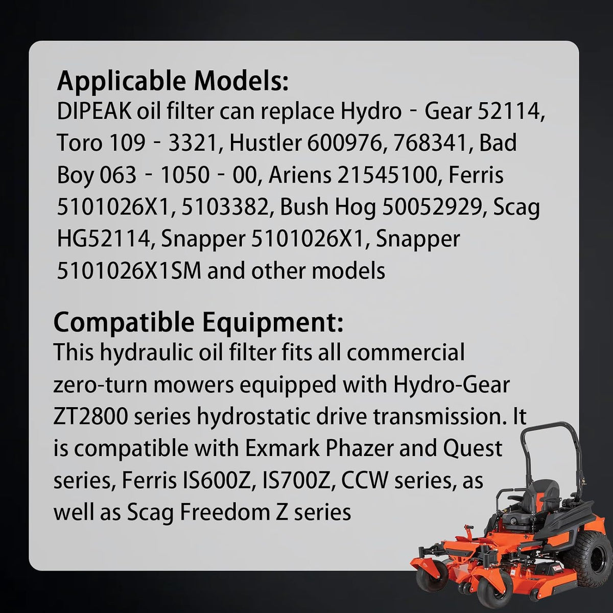 Oil Hydraulic Filter Replacement for Hydro‑Gear 52114, 2 Pack