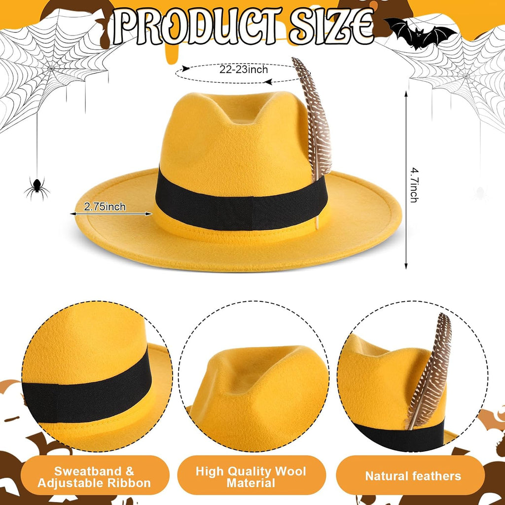 4 Pcs Mask Movies Costume Accessories Hero Costume Halloween Hero Cosplay Feather Hat and Tie Suspender for Adults