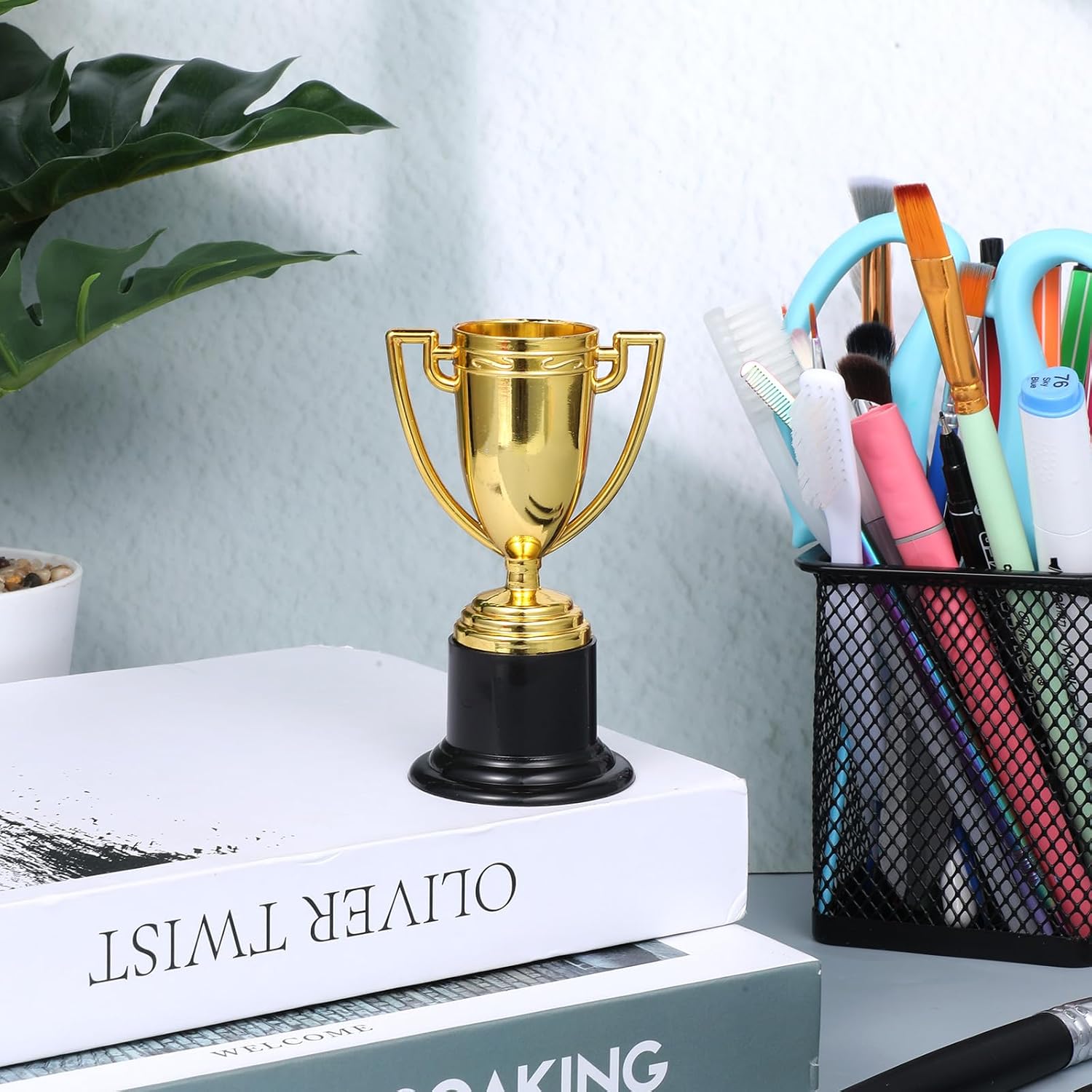 Mini Trophy, Gold Award Cup Plastic Tiny Small Trophy Cups for Sports Tournaments and Parties Winning Prizes