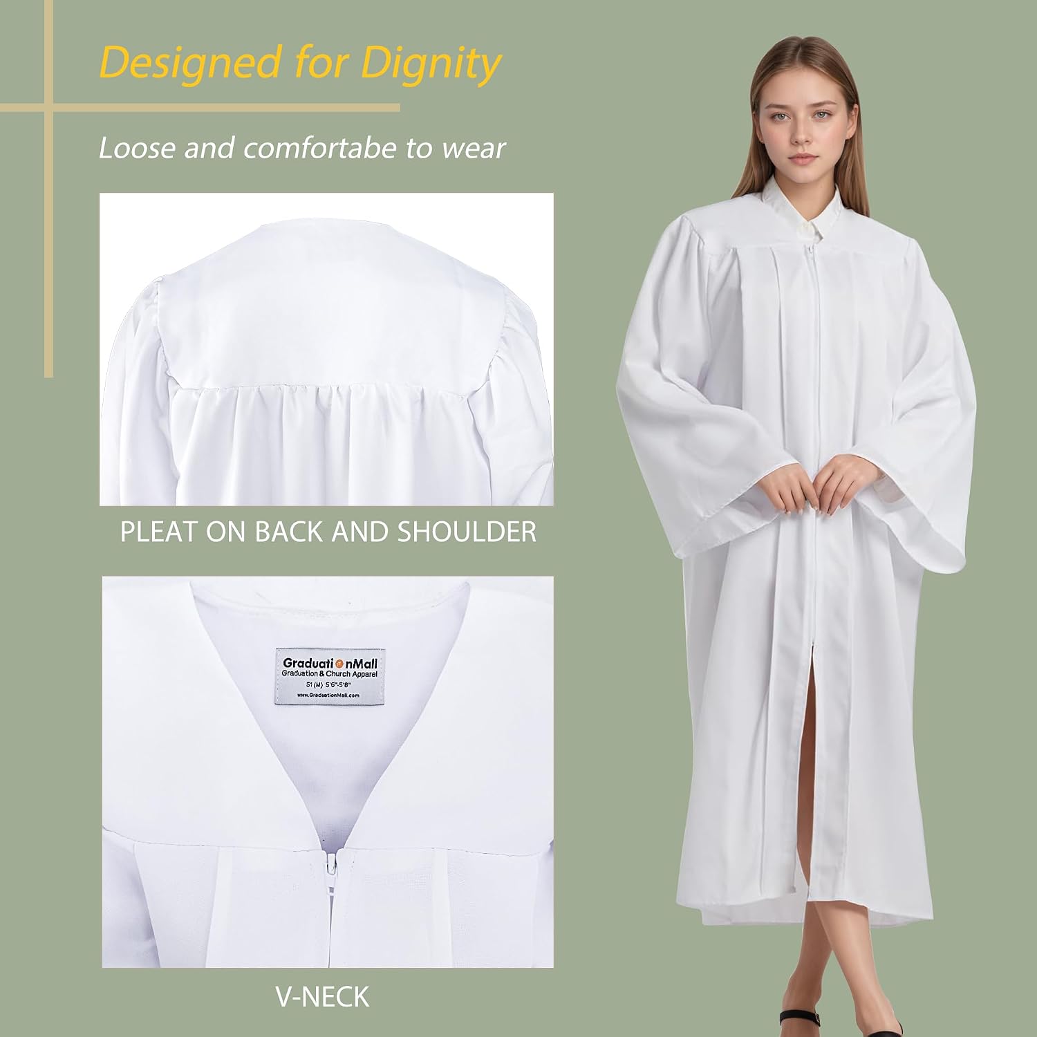 Adults Baptism Robes for Choir Church Judge Graduation Gown Confirmation Officiant Pastor Costume