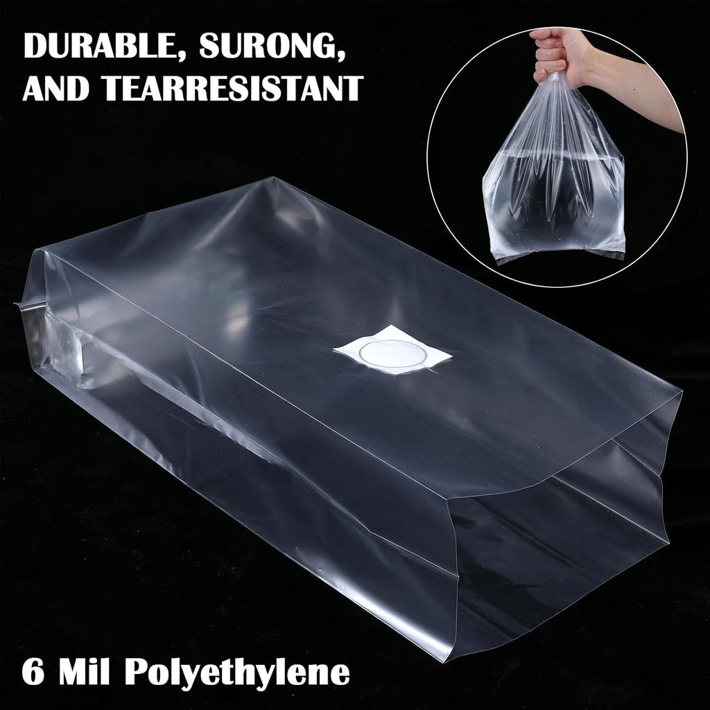 50-Pack Autoclavable Mushroom Growing Bag Bulk with Microporous Filter Patchs - Large 8"x5"x20" Extra 6 Mil Thick|
