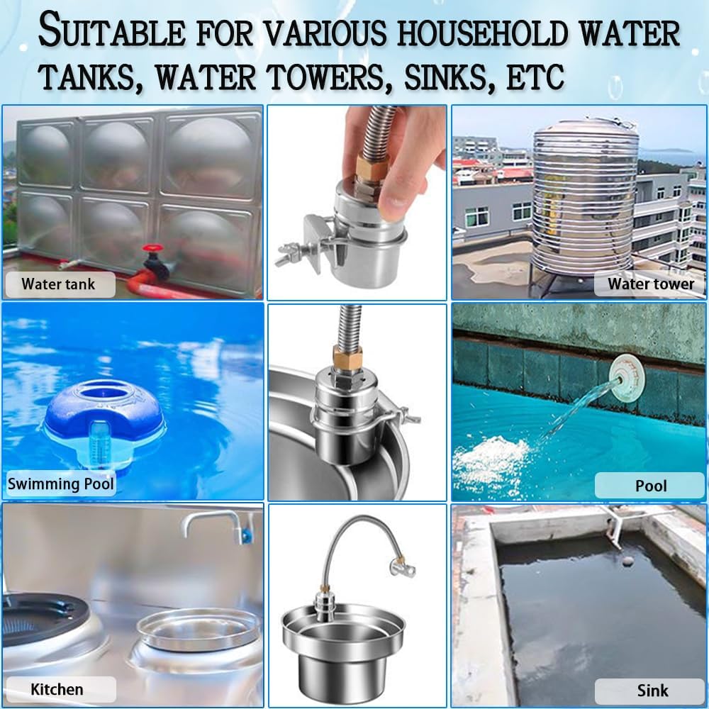Float Valve,1/2" to 1'' water level control float valve, 304 Stainless Steel Fully Automatic water shut off valve