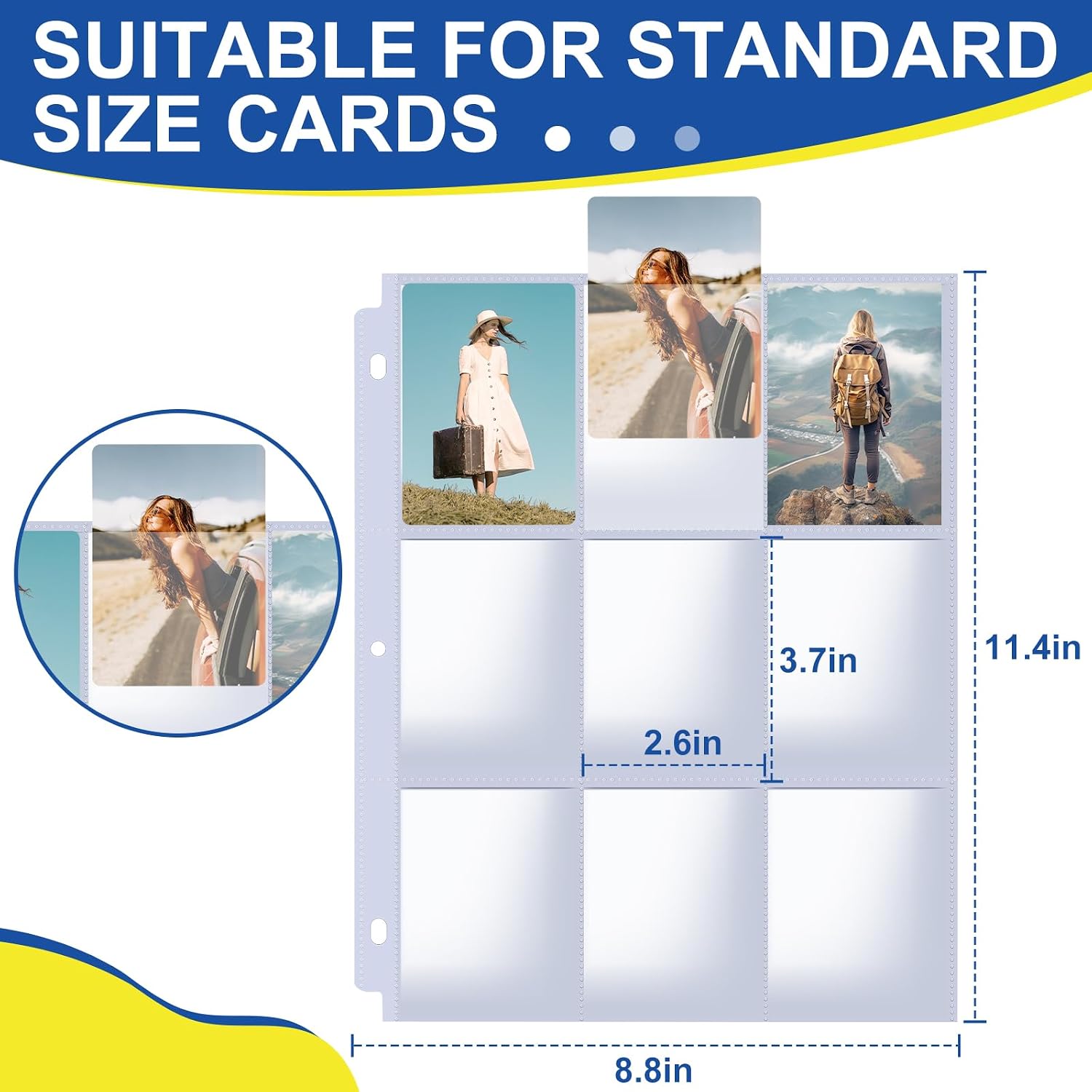 400 Pack Card Sleeves Binder Sheets, Holds 7200 Cards | 9 Pocket Card Sleeves for 3 Ring Binder, Trading Cards