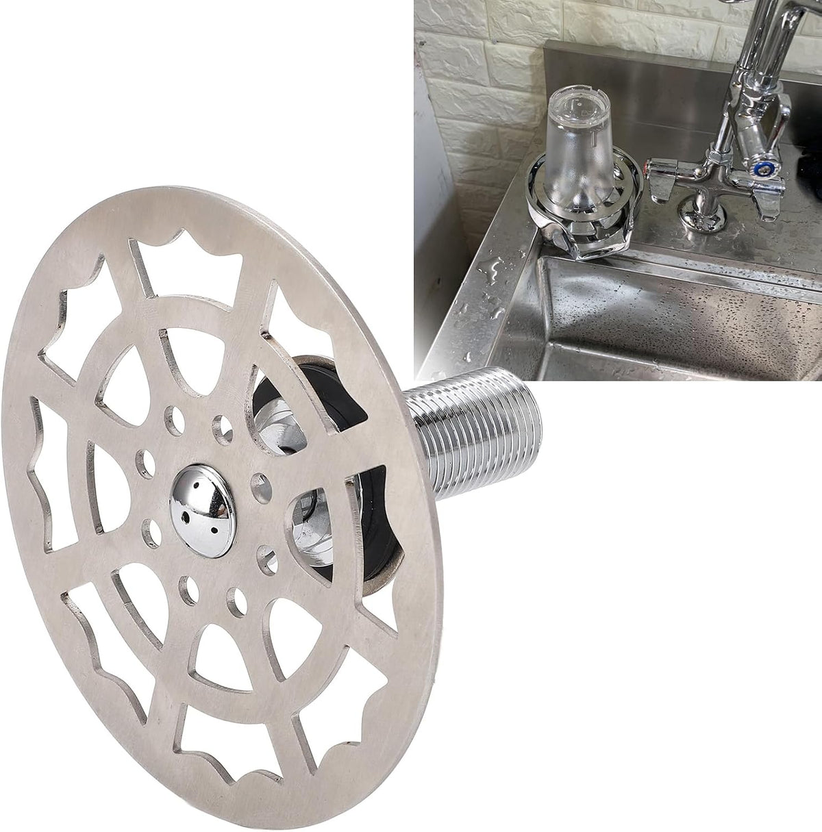 Glass Rinser for Bar, G1/2'' Stainless Steel Pitcher Rinser, Automatic Cup Washer for Sink, Cup Rinser Sink